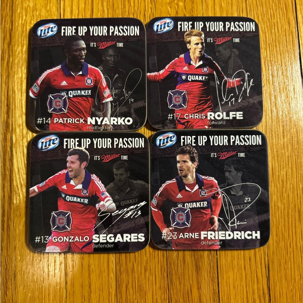 MLS Chicago Fire Coaster Set of 4 w/ Original Box – 3.5” x 3.5”